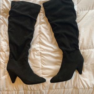 Express velvet knee high boots